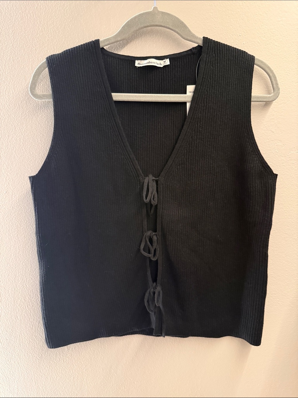 Abercrombie & Fitch Black Ribbed Tie-Front Vest